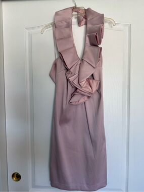 Badgley Mischka One-Shoulder Ruffle Dress - Dusty Rose